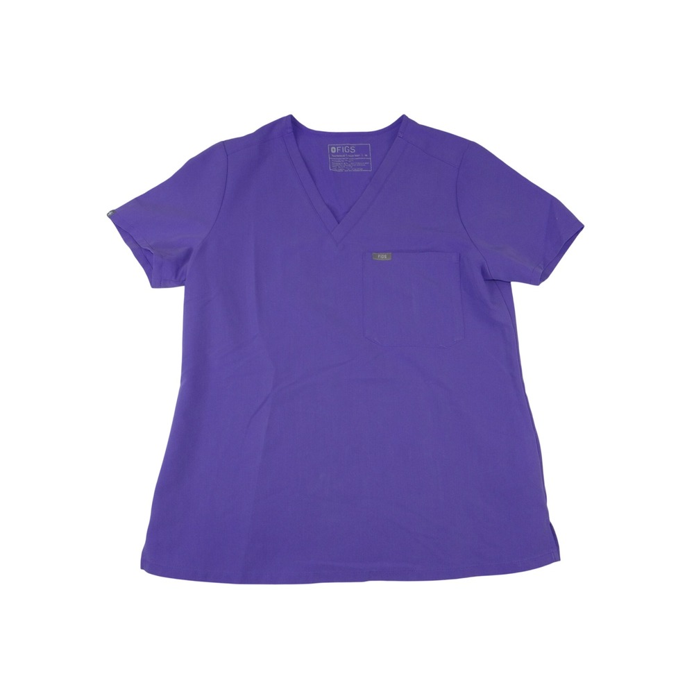 FIGS Technical Collection V-Neck Scrub Top Purple Size M Short Sleeve Pocket